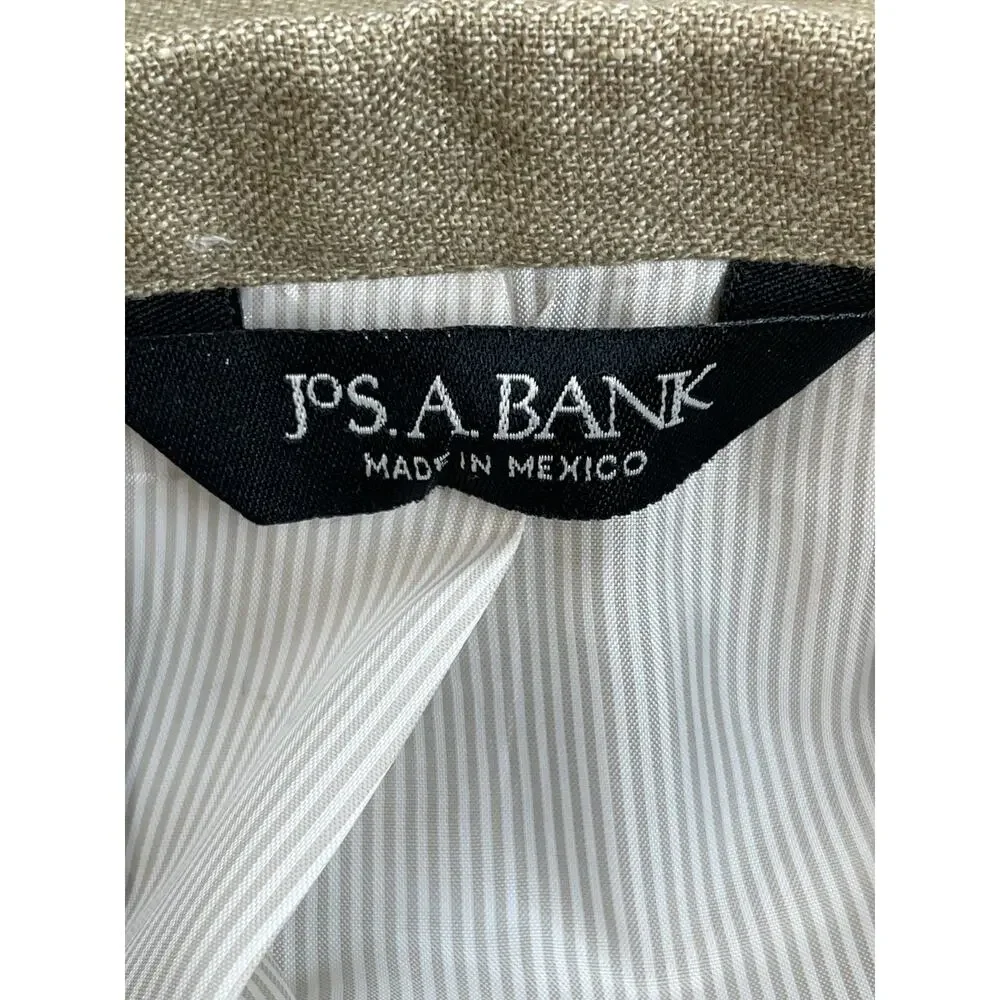 Jos‎ A Bank Blazer Mens 46L Beige Linen Wool Blend 2-Button Lined